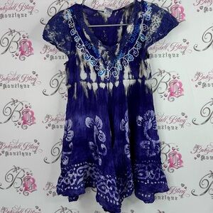 Shoreline dress tie dye flowy boho Indigo and White Tie-Dye Dress